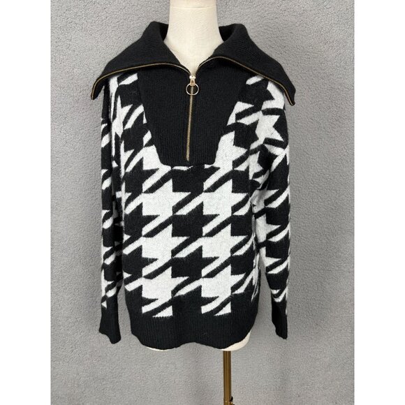 I.n.c. International Concepts Women's Houndstooth Quarter-Zip Sweater Small NWTs - Picture 1 of 8